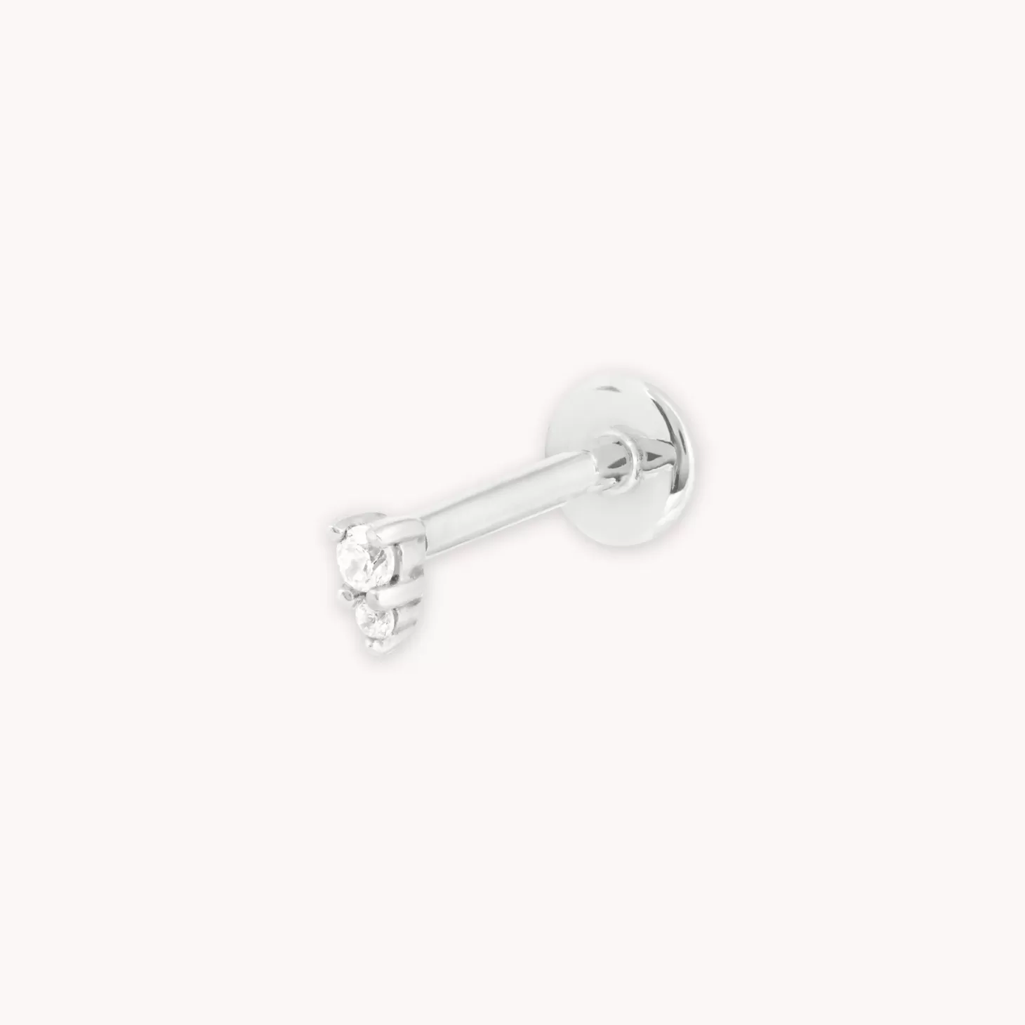 Astrid & Miyu Solid White Gold Stacked Crystal Piercing Stud 14K White Gold Discount