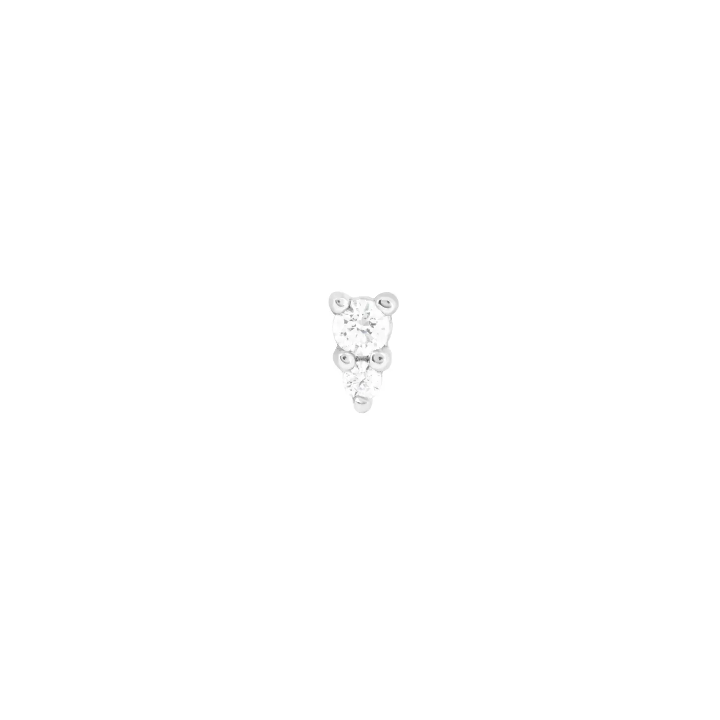 Astrid & Miyu Solid White Gold Stacked Crystal Piercing Stud 14K White Gold Discount