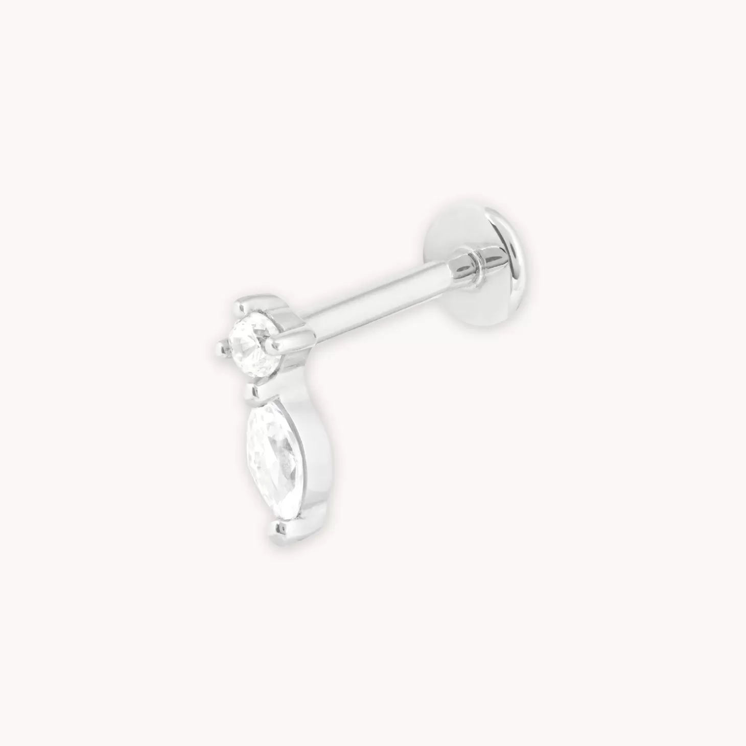 Astrid & Miyu Solid White Gold Teardrop Piercing Stud 14K White Gold Fashion