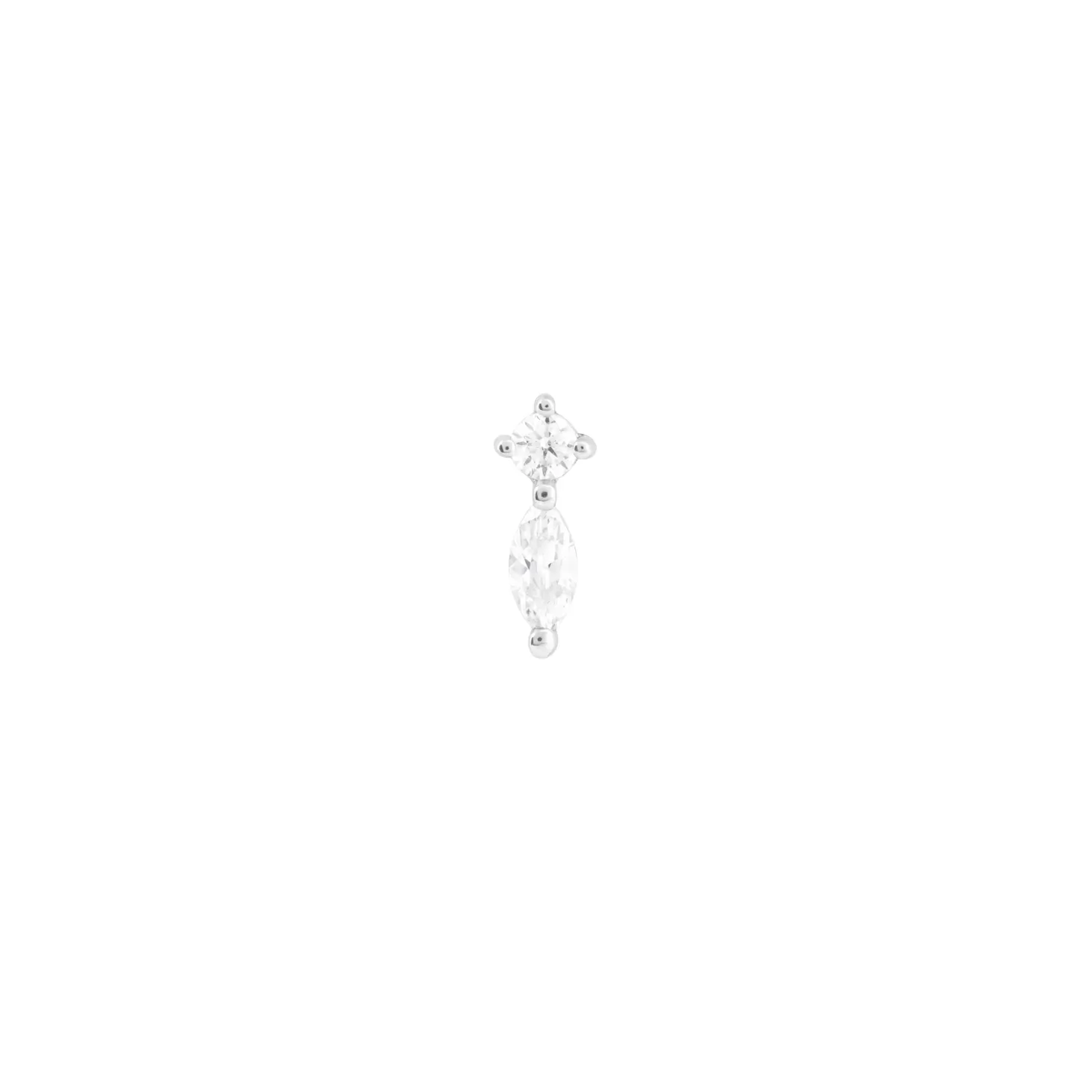 Astrid & Miyu Solid White Gold Teardrop Piercing Stud 14K White Gold Fashion
