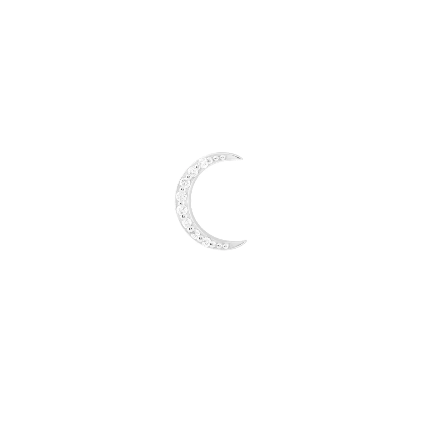 Astrid & Miyu Solid White Gold Topaz Moon Piercing Stud 14K White Gold Shop