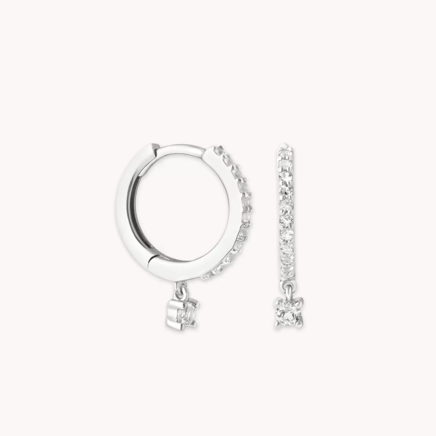 Astrid & Miyu Topaz Charm Hoops In Solid White Gold 14K White Gold Shop