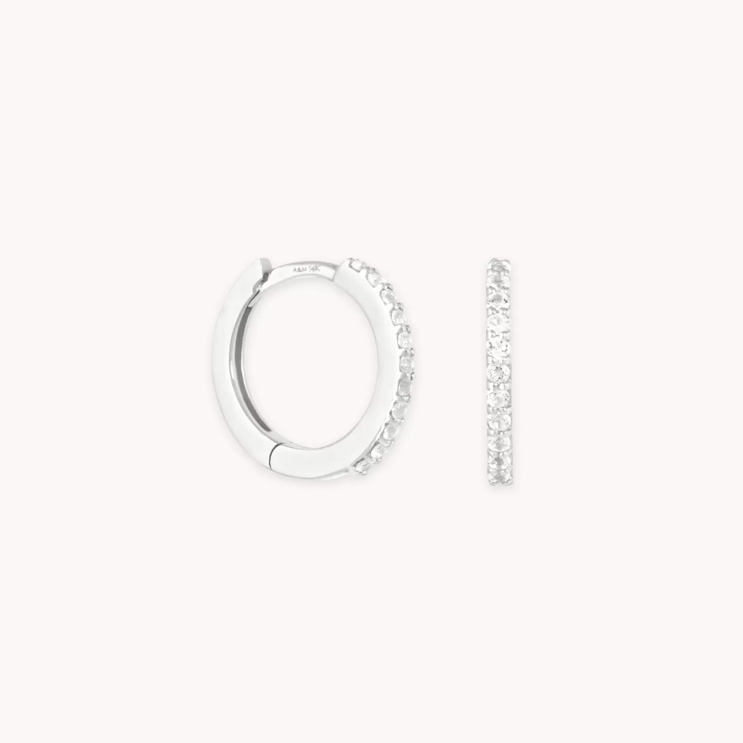 Astrid & Miyu Topaz Hoops In Solid White Gold 14K White Gold Cheap