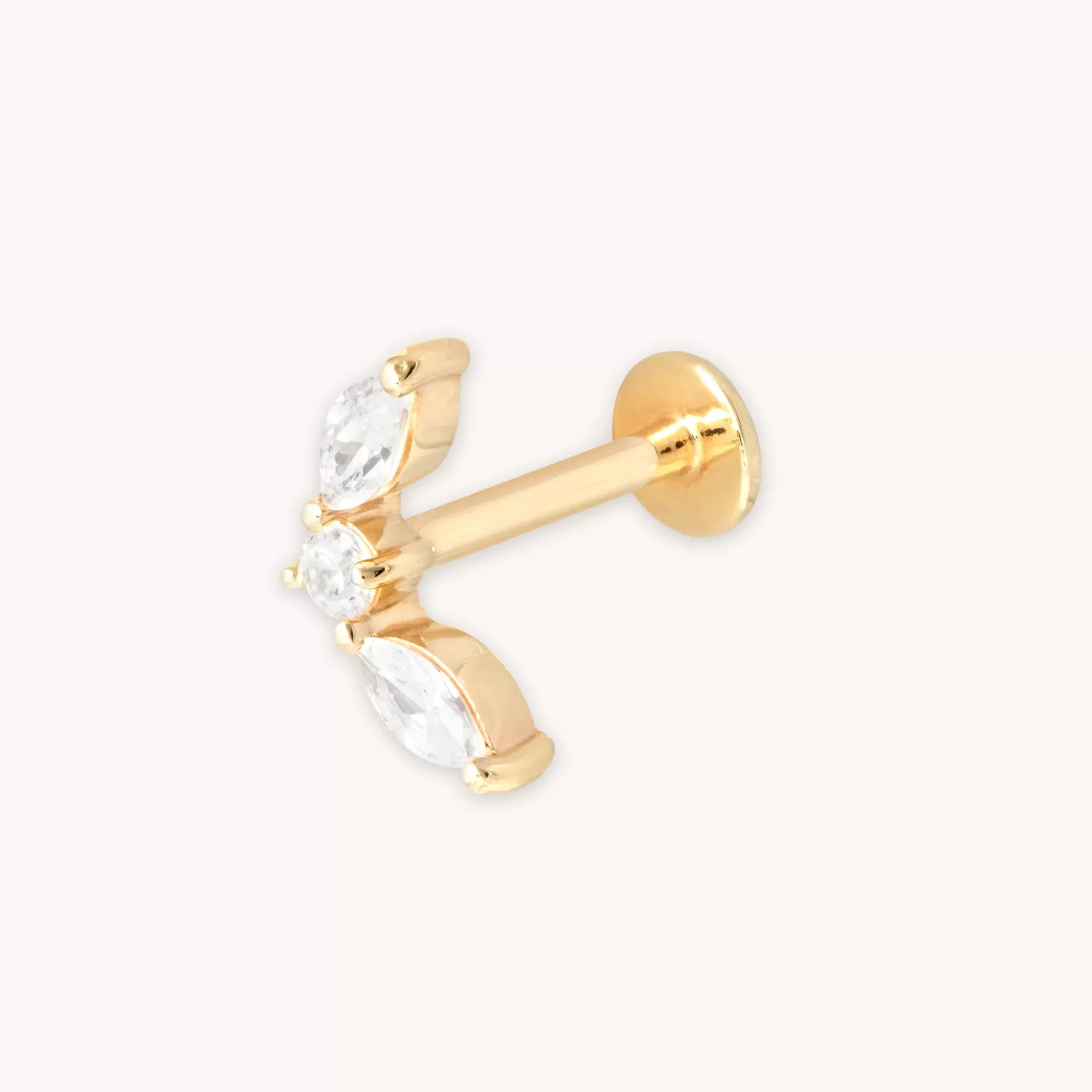 Astrid & Miyu Topaz Marquise Fan Piercing Stud 6Mm In Solid Gold 14K Gold Outlet