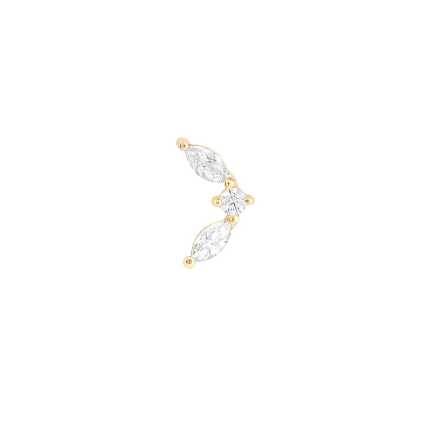 Astrid & Miyu Topaz Marquise Fan Piercing Stud 6Mm In Solid Gold 14K Gold Outlet