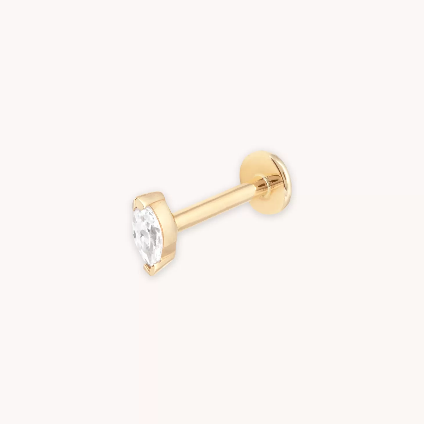 Astrid & Miyu Topaz Marquise Piercing Stud 6Mm In Solid Gold 14K Gold Fashion