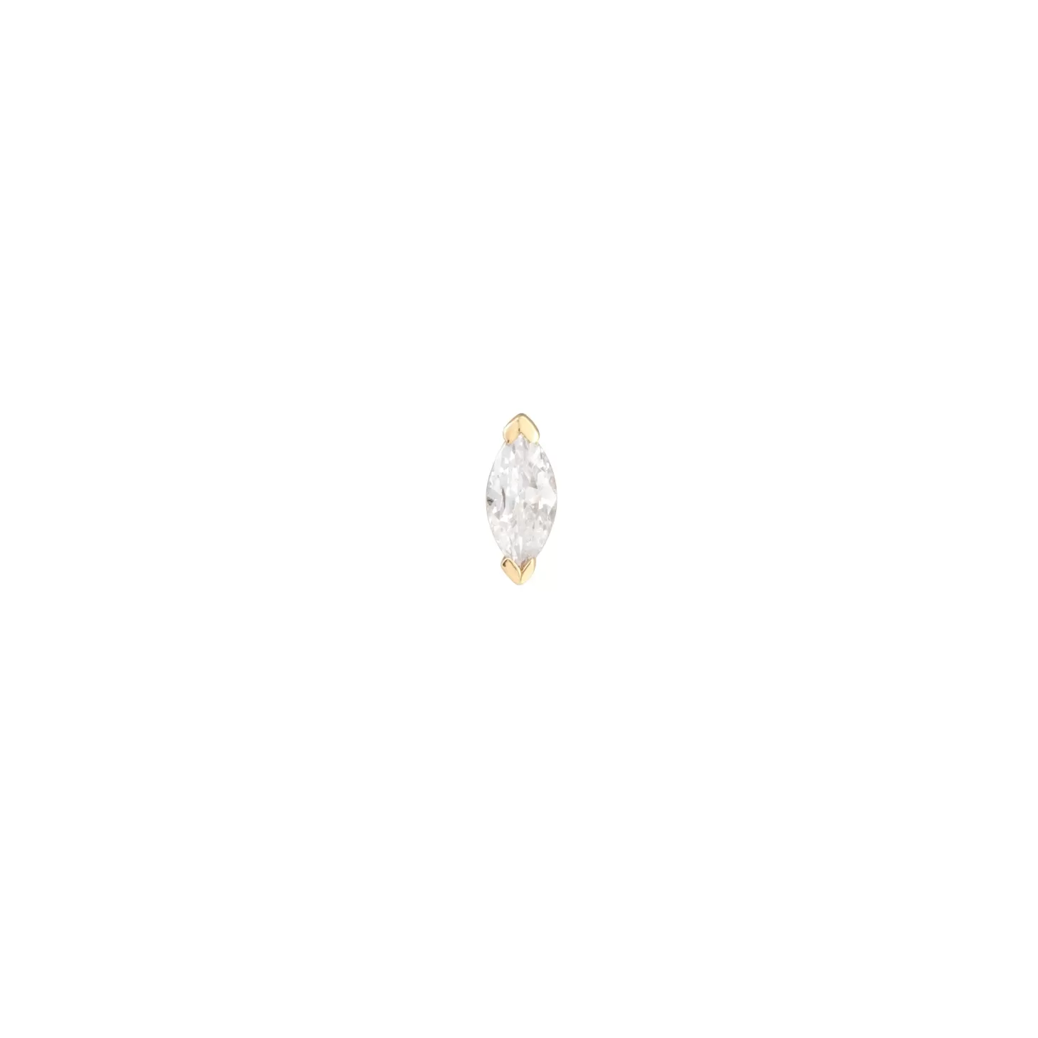 Astrid & Miyu Topaz Marquise Piercing Stud 6Mm In Solid Gold 14K Gold Fashion