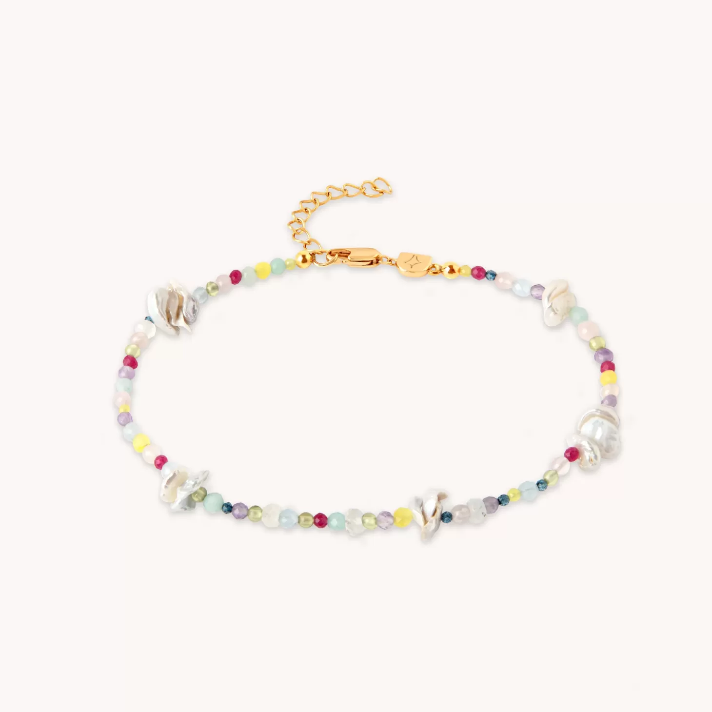 Astrid & Miyu Treasure Beaded Anklet In Gold 18K Gold Plated Sterling Silver Cheap