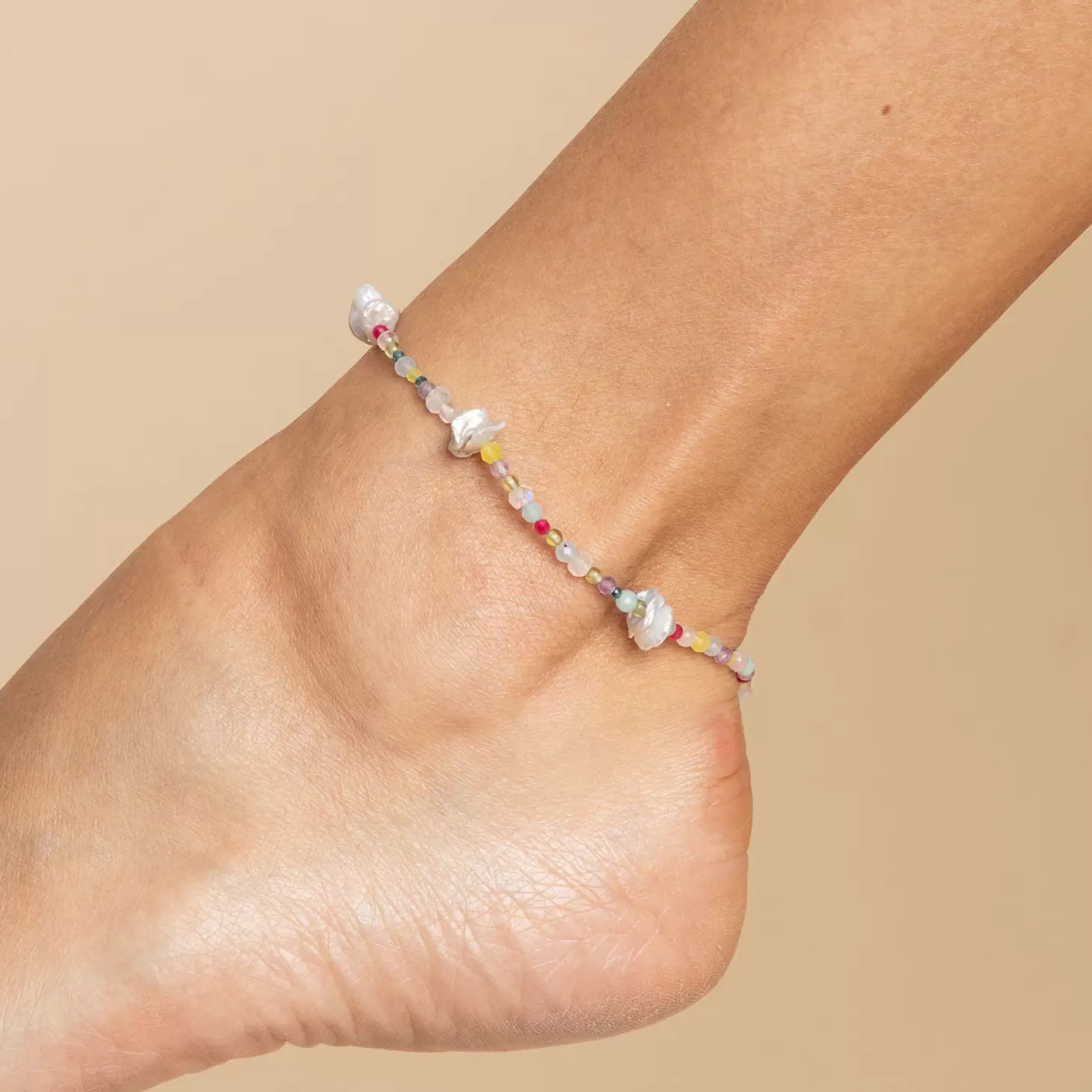 Astrid & Miyu Treasure Beaded Anklet In Gold 18K Gold Plated Sterling Silver Cheap