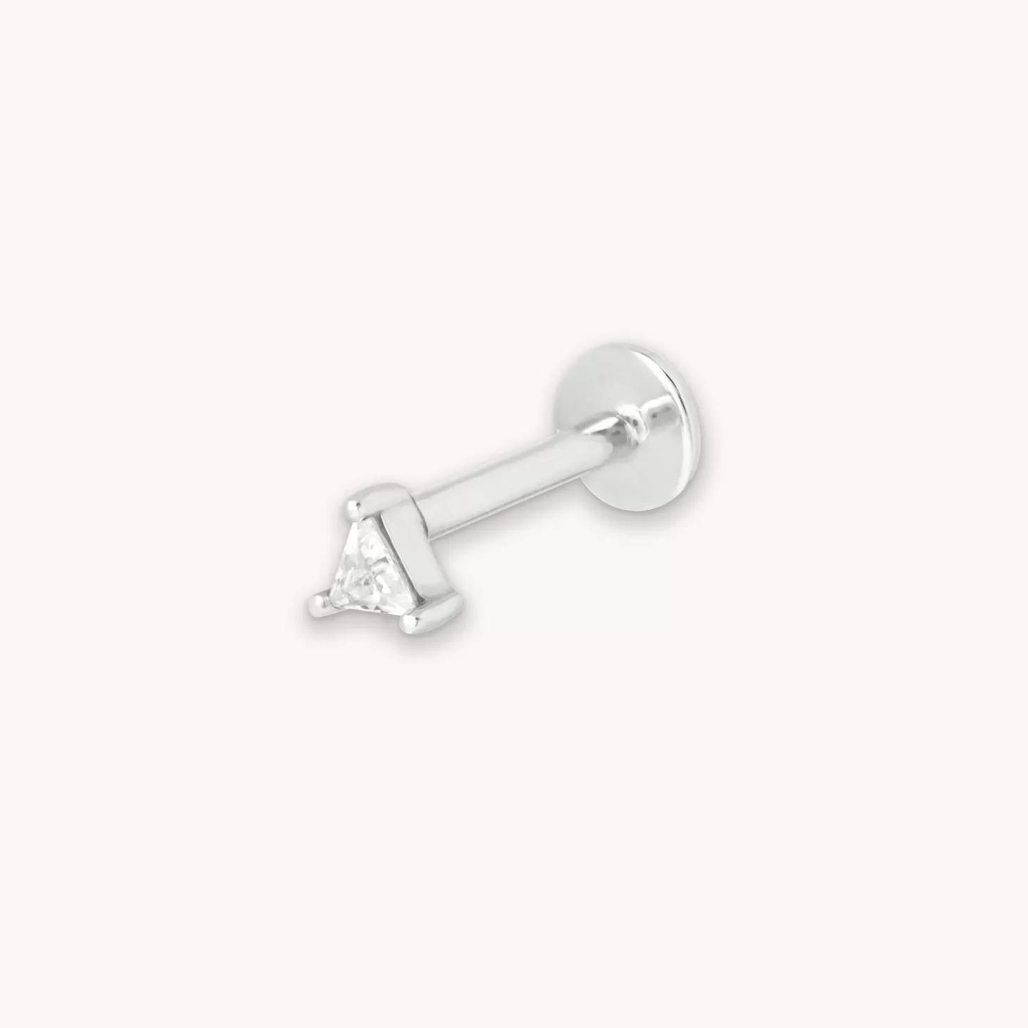 Astrid & Miyu Triangle Piercing Stud In Solid White Gold 14K White Gold Outlet