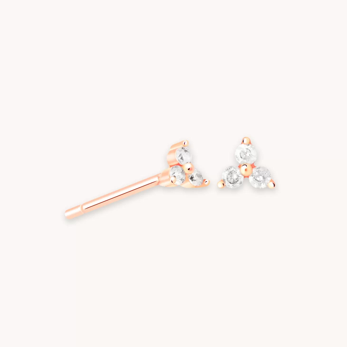 Astrid & Miyu Triple Crystal Stud Earrings In Rose Gold 18K Rose Gold Plated Sterling Silver Store