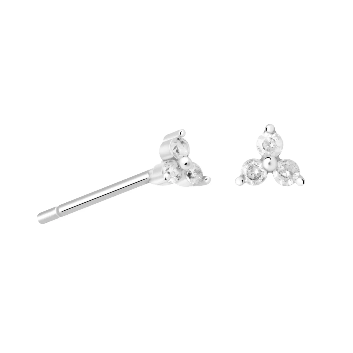 Astrid & Miyu Triple Crystal Stud Earrings In Silver Rhodium Plated Sterling Silver New