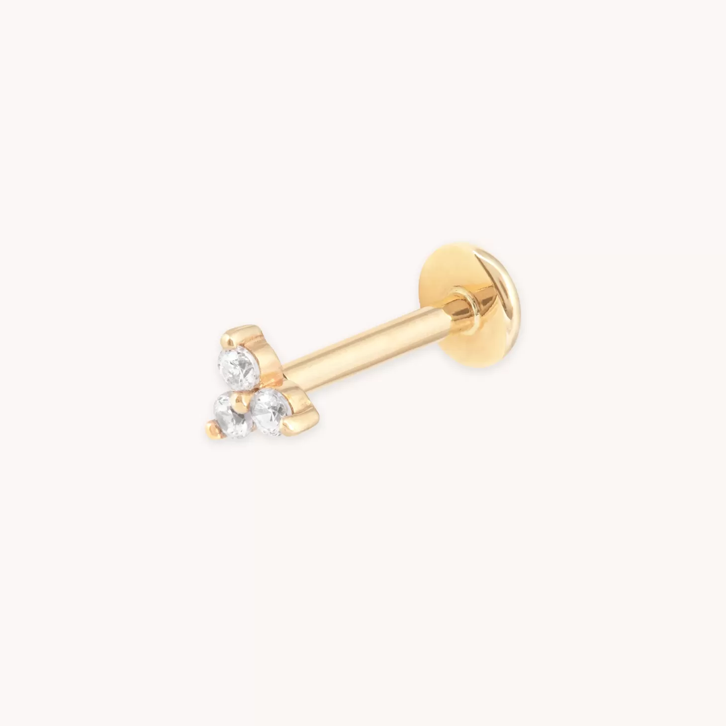 Astrid & Miyu Triple Topaz Piercing Stud 6Mm In Solid Gold 14K Gold New