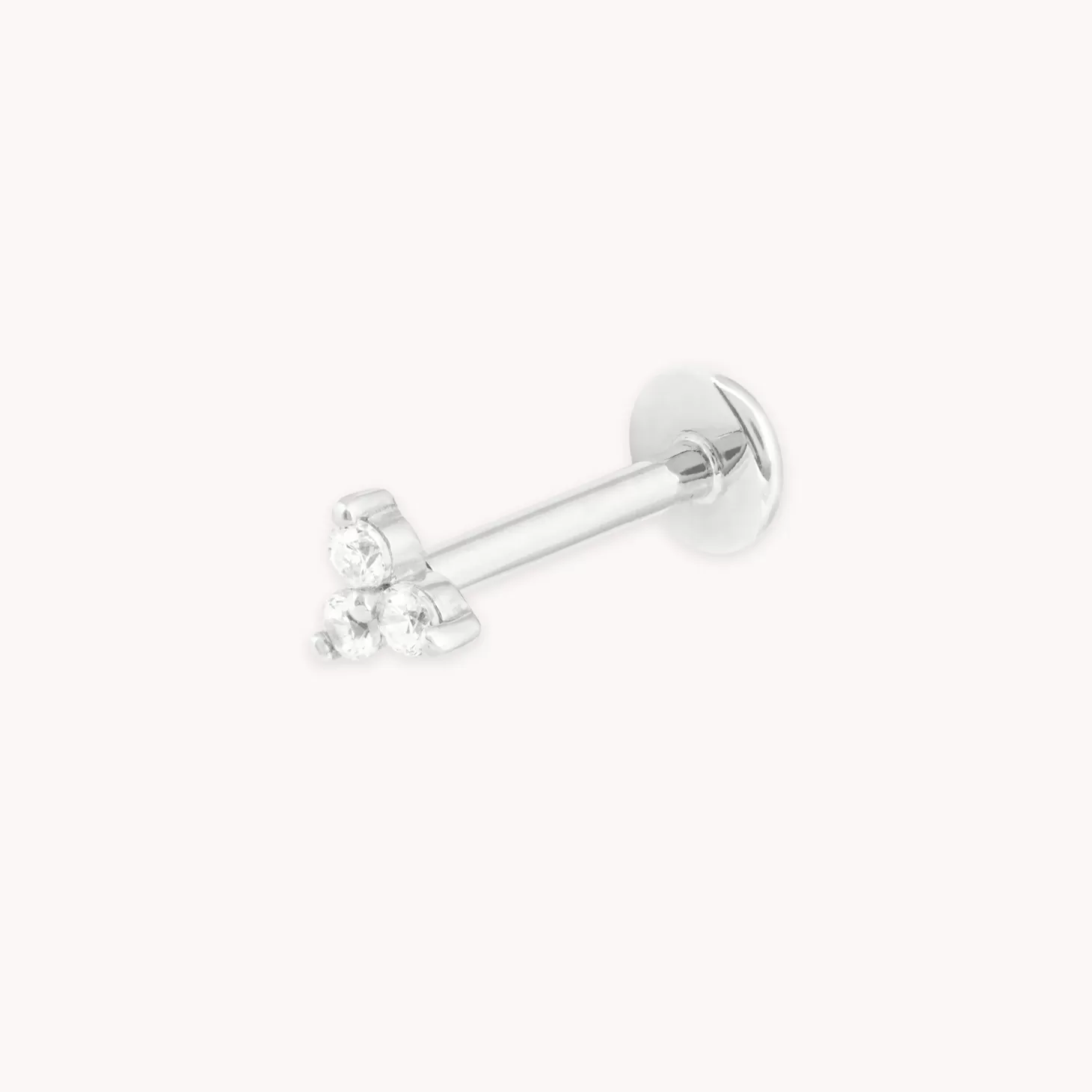 Astrid & Miyu Triple Topaz Piercing Stud 6Mm In Solid White Gold 14K White Gold Shop