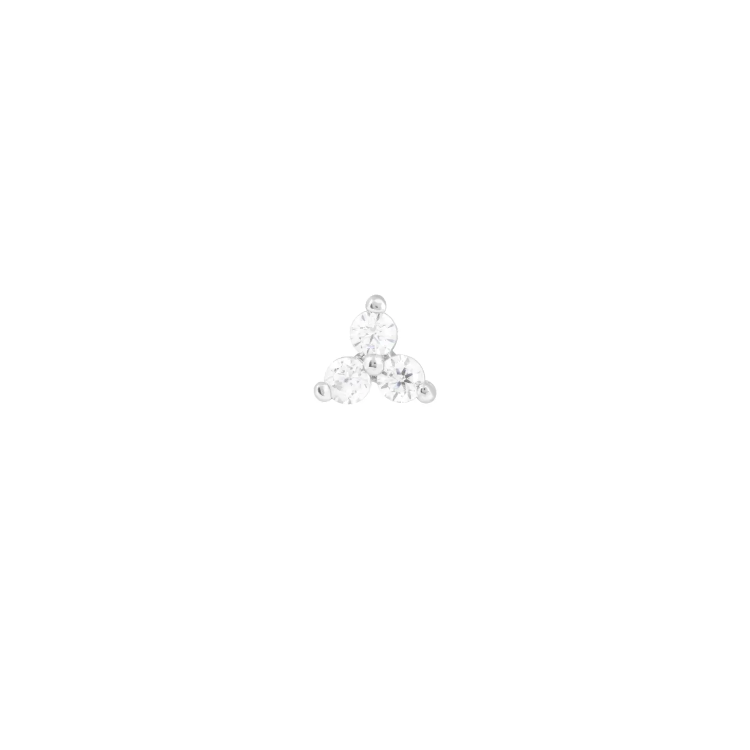 Astrid & Miyu Triple Topaz Piercing Stud 6Mm In Solid White Gold 14K White Gold Shop