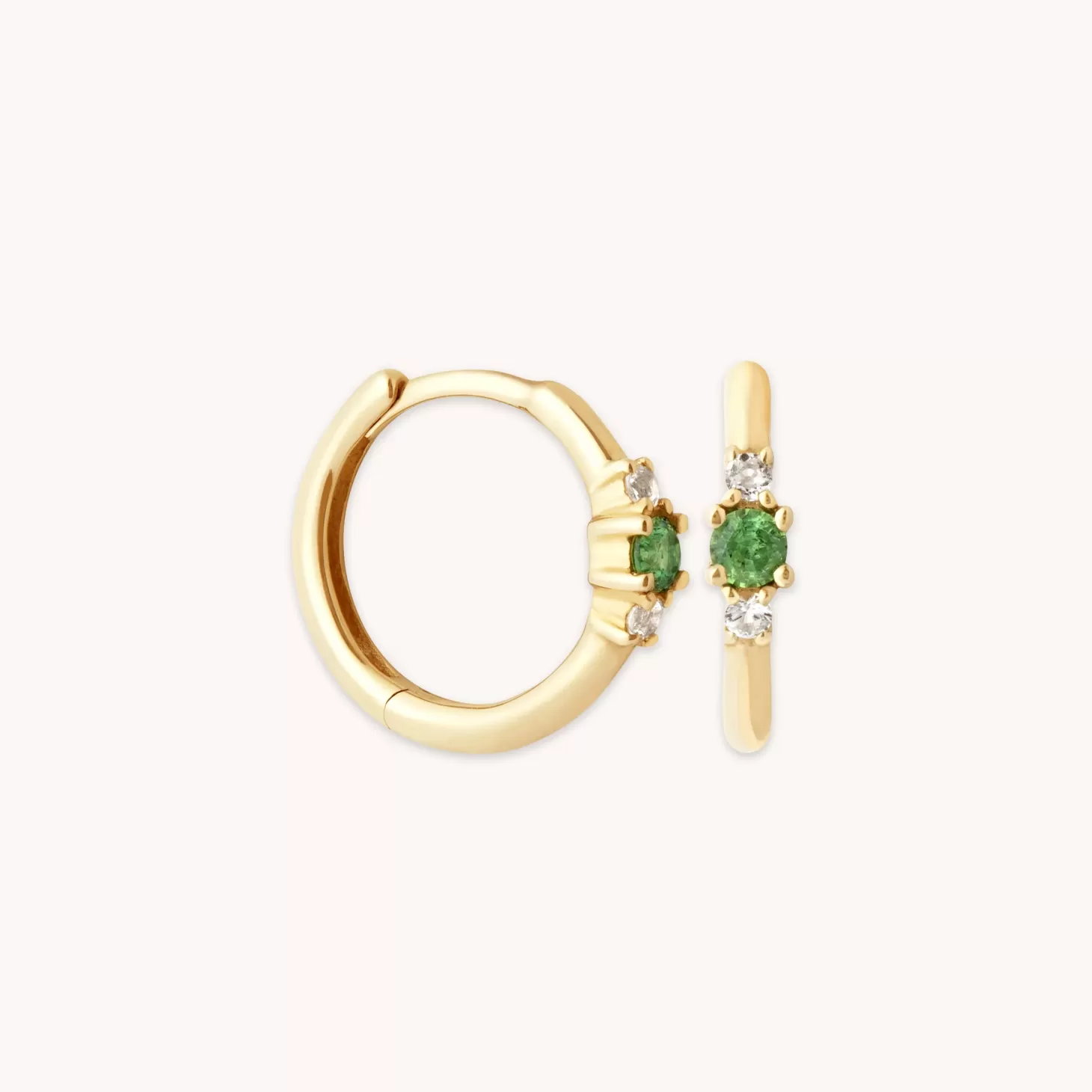 Astrid & Miyu Tsavorite Hoops In Solid Gold 14K Gold Outlet