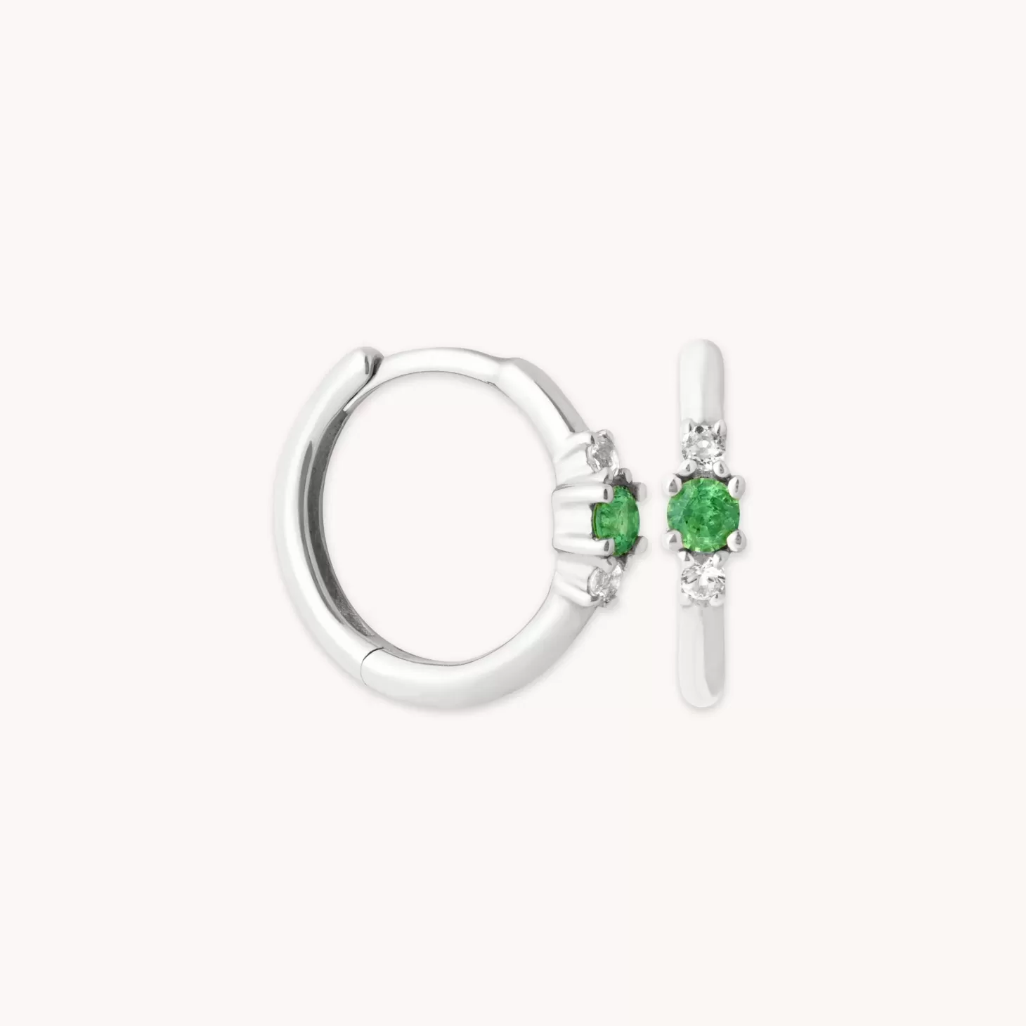 Astrid & Miyu Tsavorite Hoops In Solid White Gold 14K White Gold Best