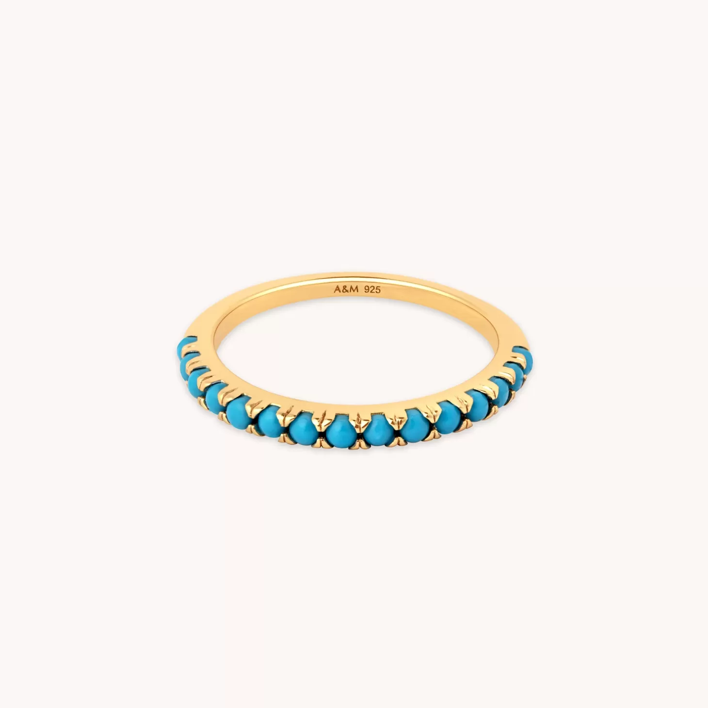 Astrid & Miyu Turquoise Band Ring In Gold 18K Gold Plated Sterling Silver Hot
