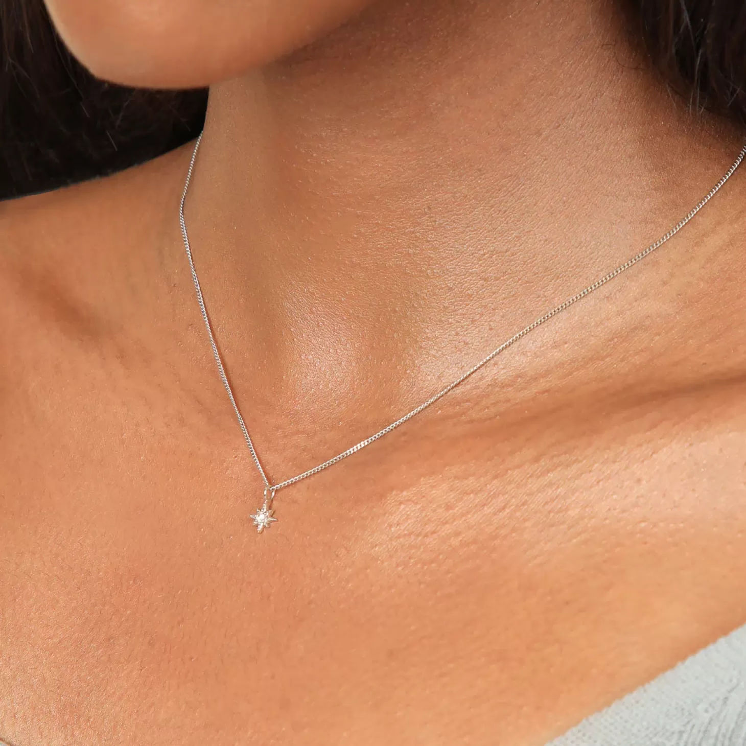 Astrid & Miyu Twilight Star Pendant Necklace In Silver Rhodium Plated Sterling Silver Hot
