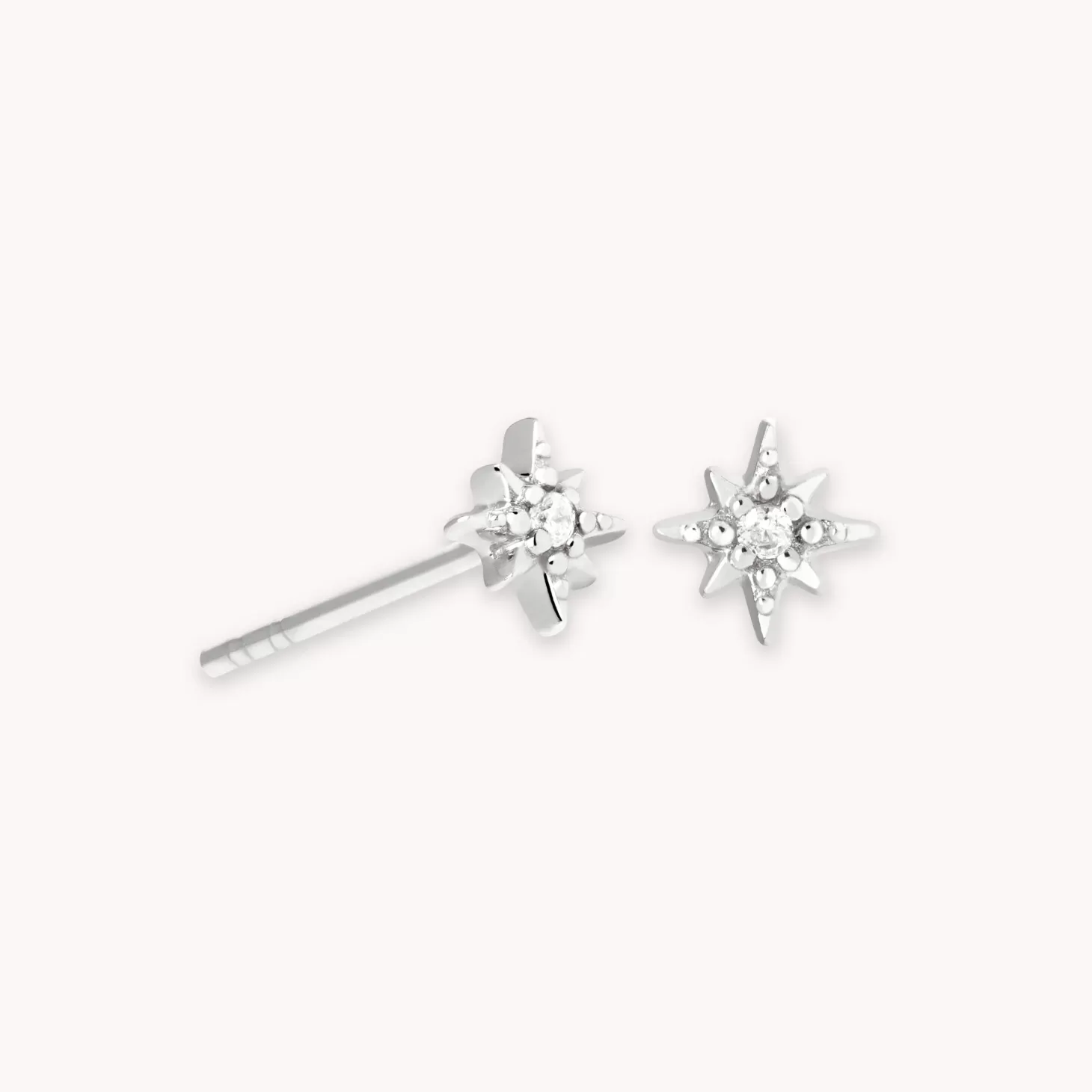 Astrid & Miyu Twilight Star Stud Earrings In Silver Rhodium Plated Sterling Silver Hot