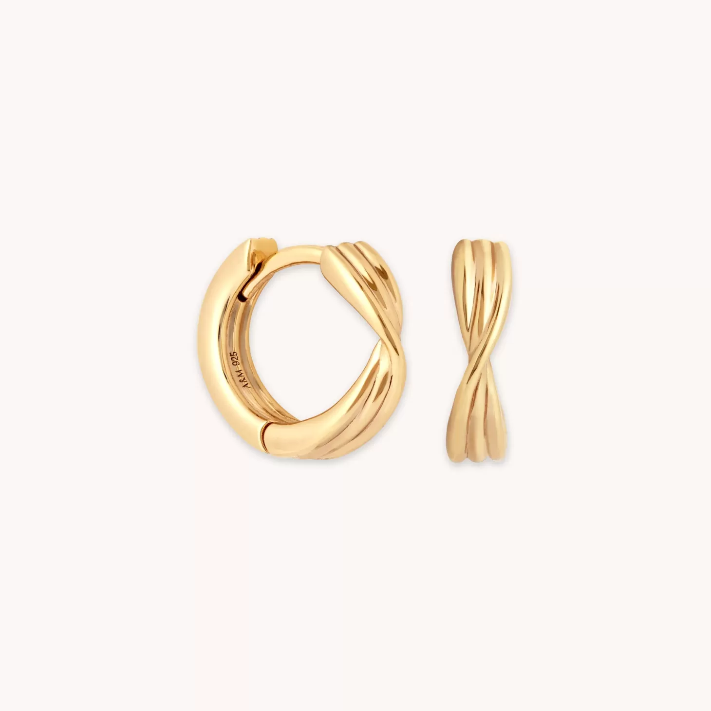 Astrid & Miyu Twist Huggies In Gold 18K Gold Plated Sterling Silver Sale