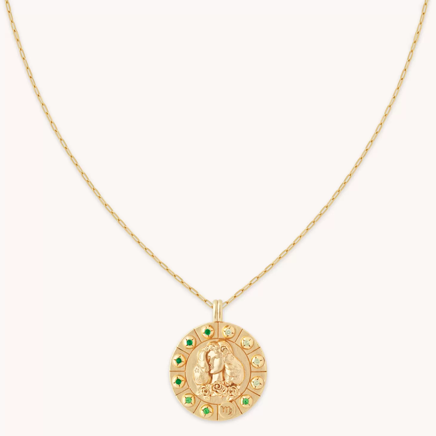 Astrid & Miyu Virgo Bold Zodiac Pendant Necklace In Gold 18K Gold Plated Sterling Silver Clearance