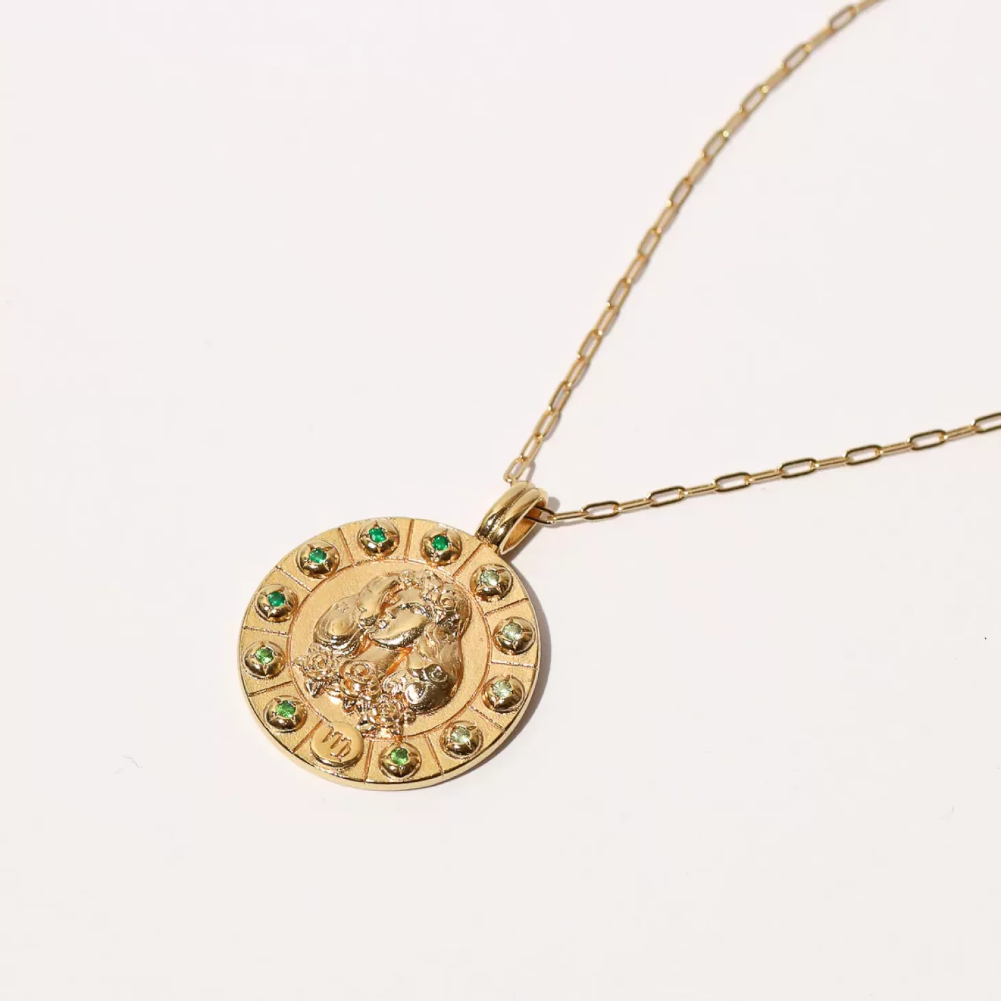 Astrid & Miyu Virgo Bold Zodiac Pendant Necklace In Gold 18K Gold Plated Sterling Silver Clearance