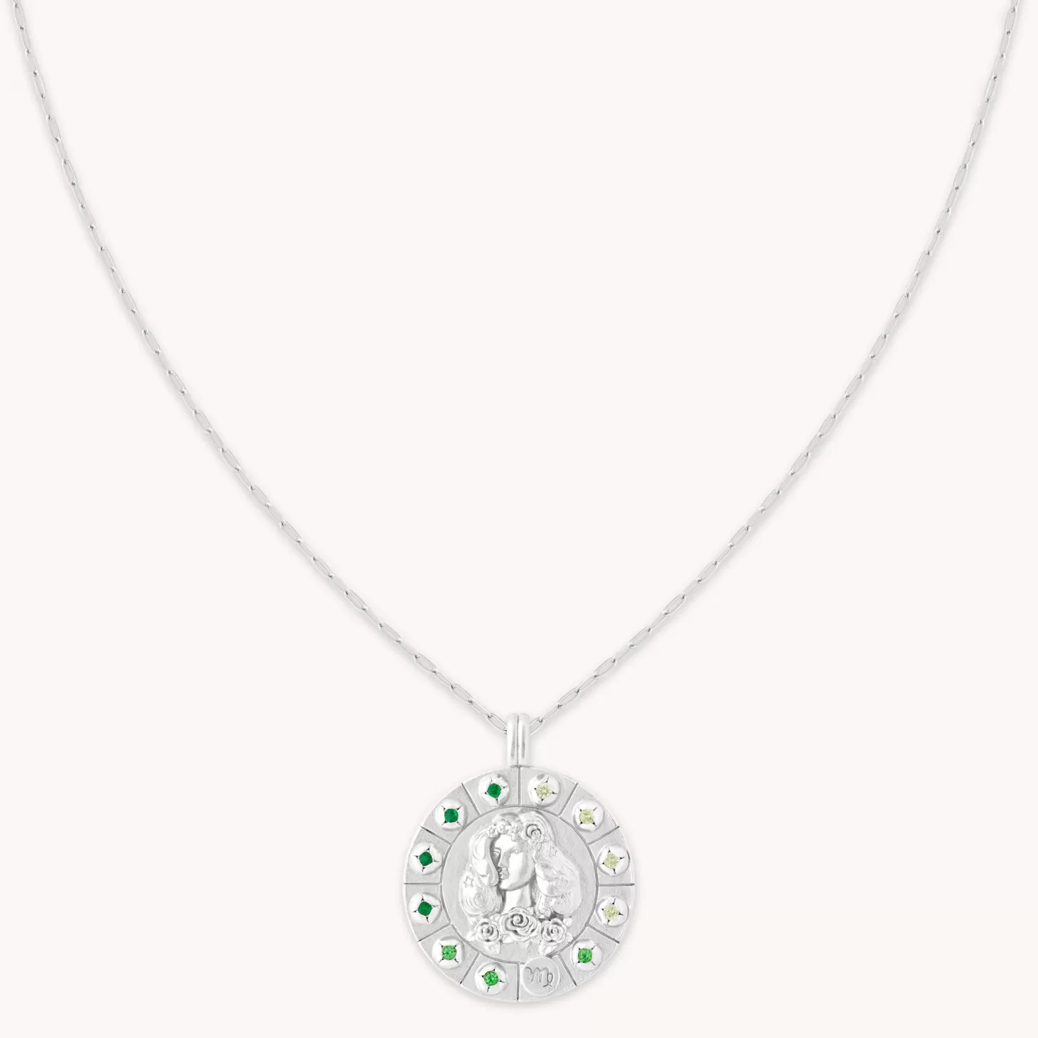 Astrid & Miyu Virgo Bold Zodiac Pendant Necklace In Silver Rhodium Plated Sterling Silver Fashion