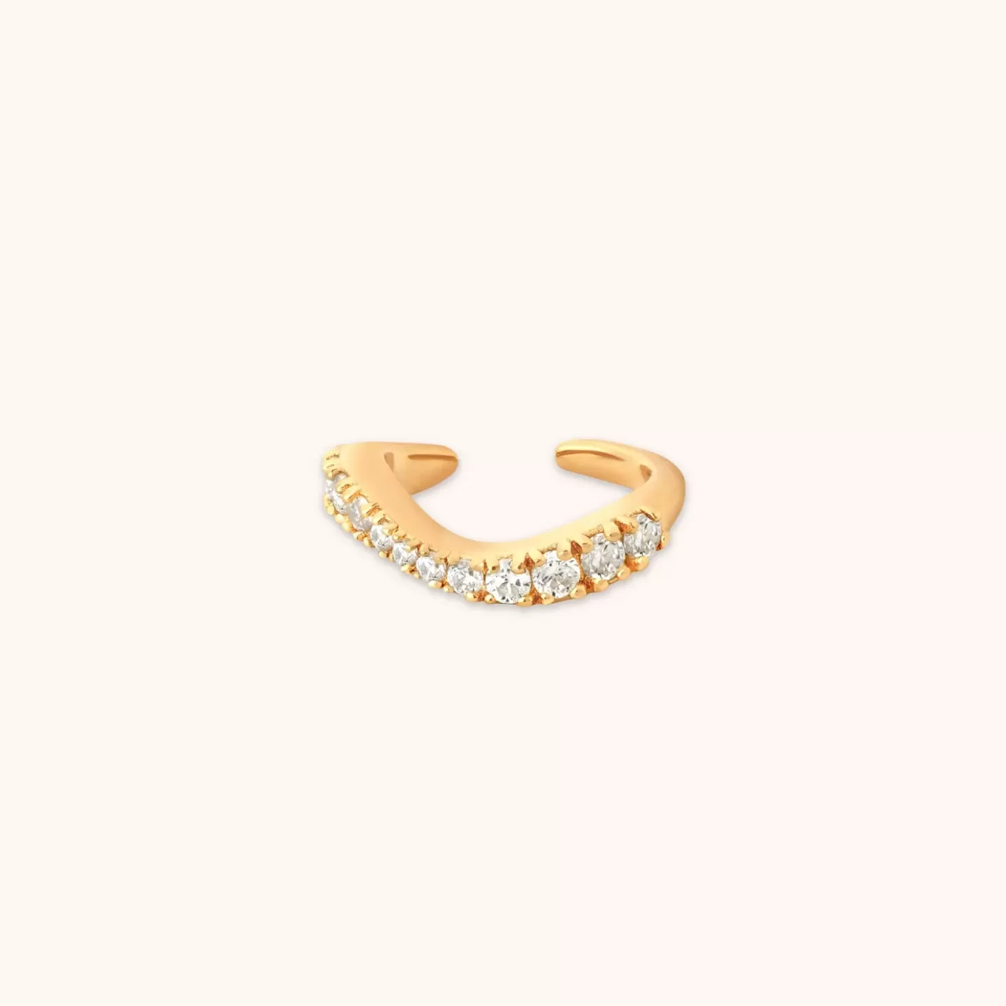 Astrid & Miyu Wave Crystal Ear Cuff In Gold 18K Gold Plated Sterling Silver Flash Sale