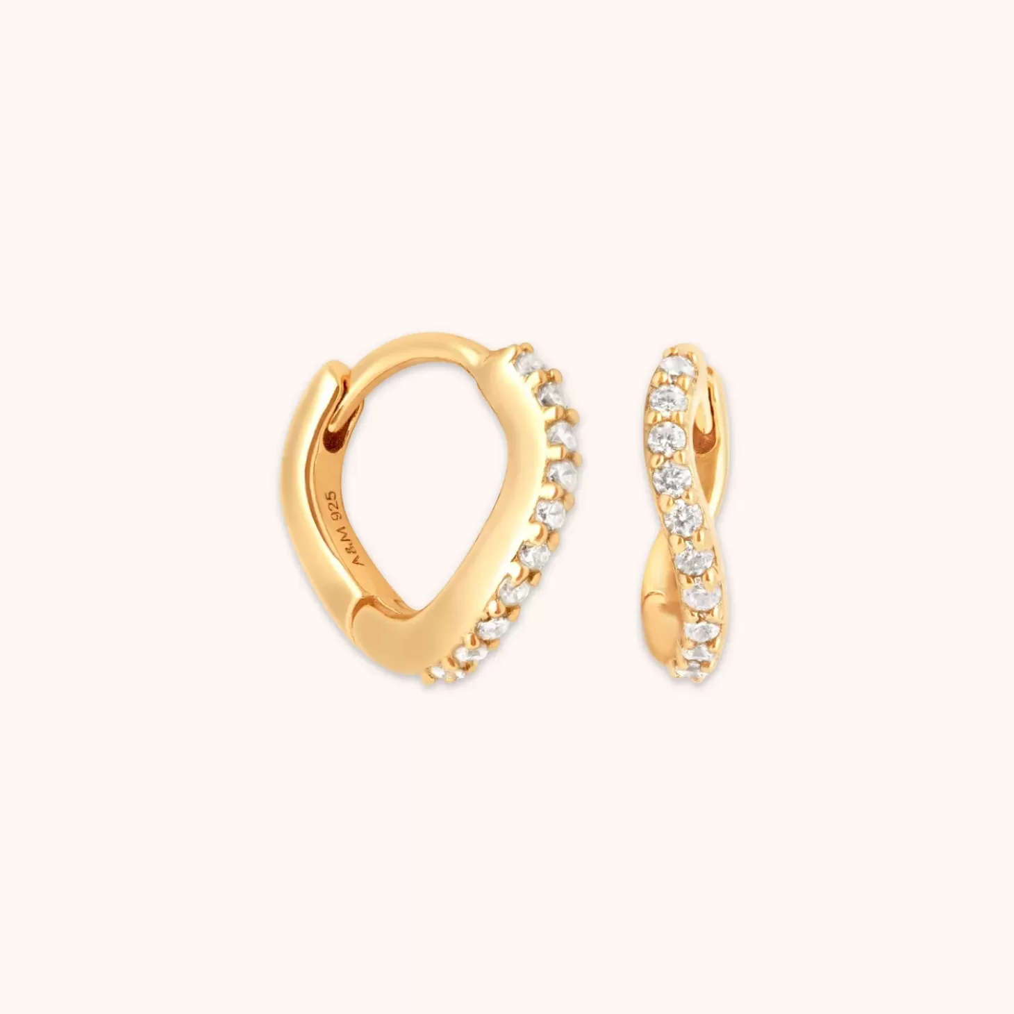 Astrid & Miyu Wave Crystal Huggies In Gold 18K Gold Plated Sterling Silver Outlet